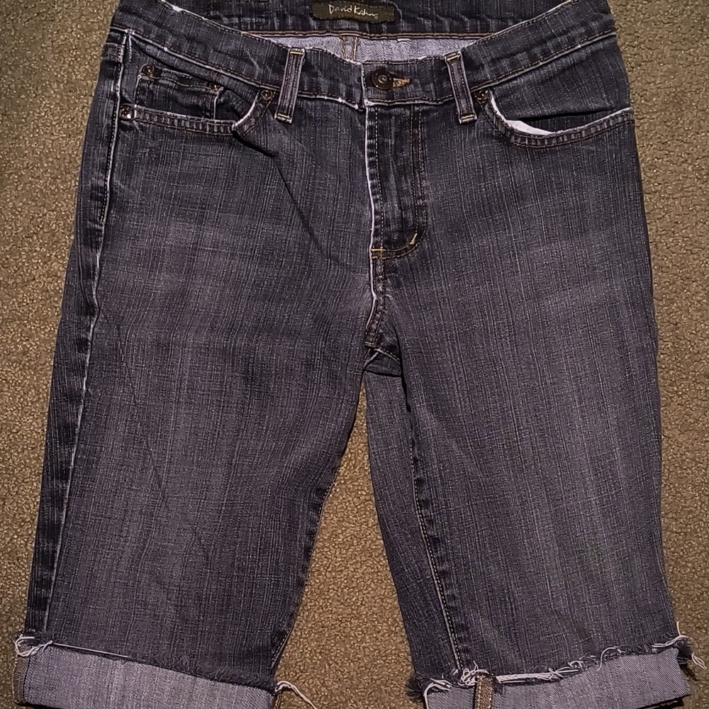 David Kahn Dark Wash Cropped Jean Shorts